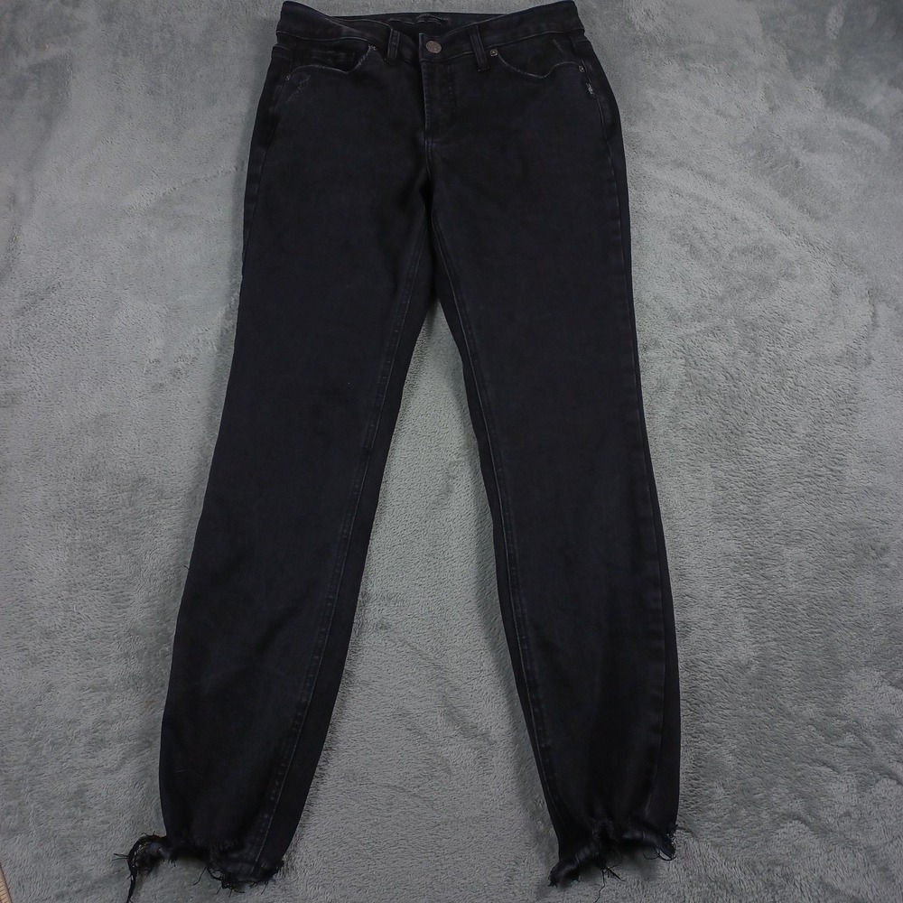 Silver Jeans Womens 29 Black Suki Skinny Frayed Denim Distressed Pockets